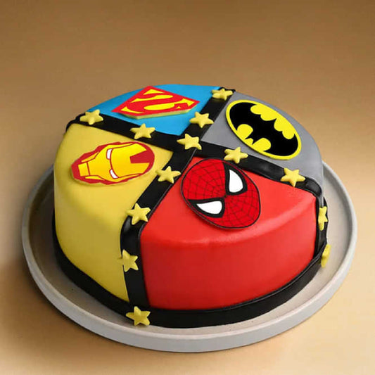 superhero theme cake
