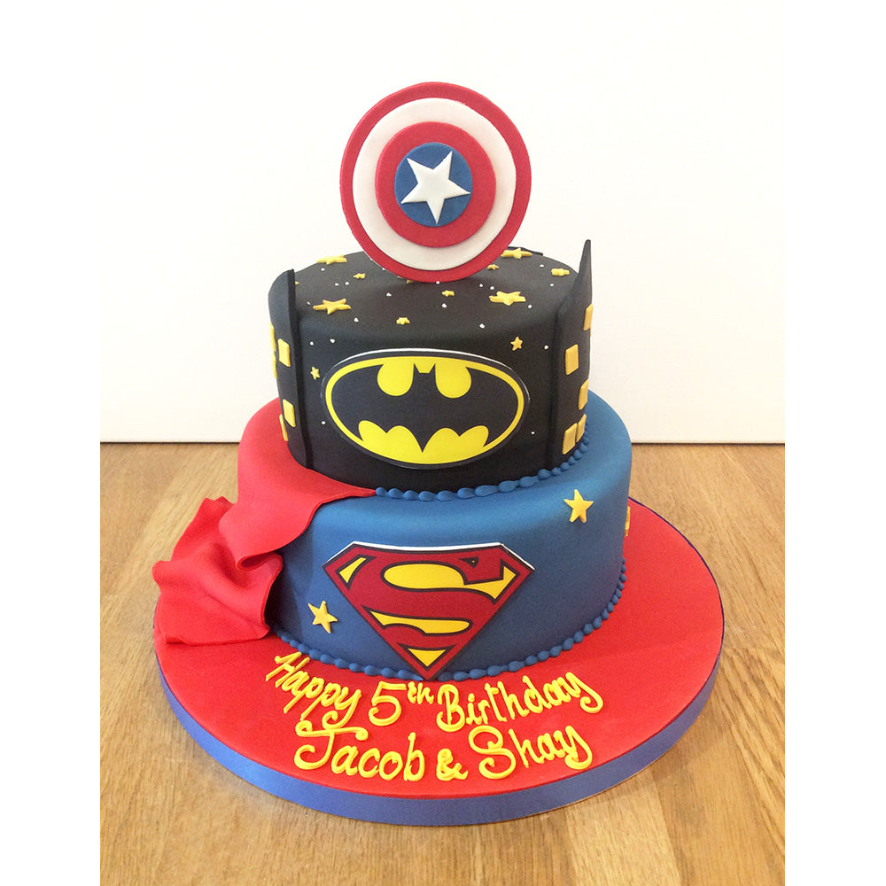 superhero theme cake